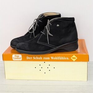 Finn Comfort Princeton Buggy Schwartz Women's Boot Ankle Bootie Suede 7 Black